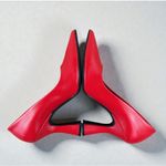 NILA & NILA Leather Stilettos Flared Heel Pumps Sz 38 Red Elegant Made In Italy Photo 4