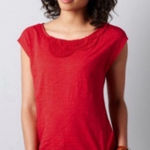 Loft Red Cap T-Shirt pleated neck size large Photo 0