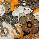 Burmel Vintage Floral Cheetah Preppy Silky Square Scarf Orange Photo 1