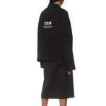 Balenciaga Denim Jacket Womens 44/ Large Black Embroidered Crew Logo Trucker Photo 1