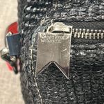 Meredith Wendell purse mini duffel bag black straw pockets shoulder strap Photo 5