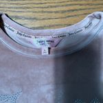 Juicy Couture Y2K Pink Velour Shirt SZ L Spellout Bling Stretch Crewneck Crop Photo 3