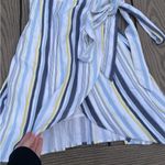 Loft NWT Striped  Wrap Mini Dress Size 6 100% Rayon white blue and yellow stripes Photo 9