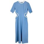 Tuckernuck Zeppelin Midi Dress Cut Outs Newport Blue White Braid Neck Medium Photo 2