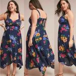 Anthropologie Maeve Vivienne Blue Floral Sleeveless Midi Dress 10 Photo 1