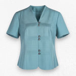 1950s Vintage Teal Black Houndstooth Button Down Fitted Blouse Jacket Size Large Gray Photo 0