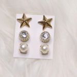 NWOT 3 Gold Color Studs Earrings Photo 0