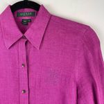 Lauren Ralph Lauren Linen Button Down Shirt Sz Petite Small Purple Pink Photo 2