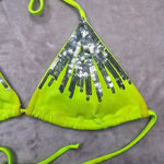 Victoria's Secret Yellow Silver Sequin Strap Tie Back Bikini Top Swimwear Small Photo 3