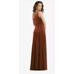 After Six NWT  One Shoulder Spaghetti Strap Velvet Maxi Gown Dress 24 Auburn Moon Photo 12