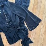 Cache  Vintage Womens Long Sleeve Ruffle Detail Jumpsuit Black Medium Photo 6