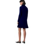 Ellen Tracy Womens Navy Blue Pleated Turtleneck Long Sleeve Dress Large Photo 1