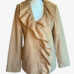 Milly  Wool Blend‎ Tan Ruffled Jacket Sz 6 Photo 0