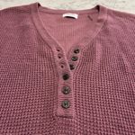 NWOT Amalli Talli Womens Tall Size Long Sleeve Button Waffle Knit Sweater Top Purple Photo 1