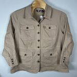 Lands' End NEW  Womens 3X/24W-26W Shirt Jacket Khaki Cotton Blend Chore Barn Photo 0