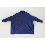 Mer Sea Sweater Lisbon Traveler Cable Knit Turtleneck Side Slit Tunic Blue OS Size undefined Photo 4