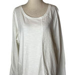 Sundance  Shirt Women Large White Cotton Mixed Print Knit Long Sleeve Tee Boho‎ Photo 0