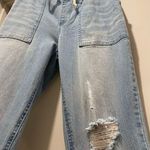 Forever 21 F21 Light Blue Faded Distressed Ripped Denim Drawstring Pants Joggers Photo 4