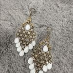 Elegant Gold and White Chandelier Earrings Photo 1