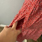 Gap Smocked Tie-Front Mini Dress, Red Floral Print, L 779850 Photo 2