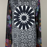 Desigual Top Womens Large Black Multicolor Floral Long Sheer Mesh Sleeve Y2K L Photo 0