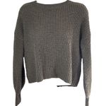 Pink Rose Olive Green Chunky Knit Cropped Sweater Cable Twisted Back Size S Cozy Photo 1