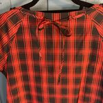 J.Crew Eliza Red & Black Plaid 100% Silk Taffeta Jewel Blouse | Women’s Size 4 Photo 4