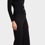 Minnie Rose  cotton blend wide leg flare black pants Photo 0