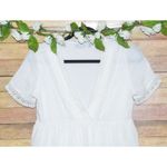 Paper Crane Cute White Casual Lace Tiered Mini Dress Size S V-Neck Short Sleeve Photo 1