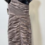 Cache NWT  One-Shoulder Ruched Dress with beaded details Size 12 in Mink Photo 5