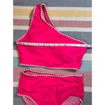 NWOT, Hot Pink One Shoulder Embroidered Bikini, Size Small Photo 7