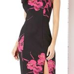 Betsey Johnson Magenta Floral Puffy Cap Sleeve Scuba Sheath Slit Dress Size 14 Photo 1