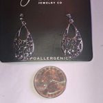 Jasmine  Lane Silver Tone Cutout Boho Teardrop Earrings Photo 3