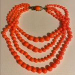 J.Crew  4 strand orange neon ladybug statement necklace Photo 0