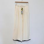 Sleepy Jones Bettina 100% Silk Charmeuse Cream Wide Photo 1