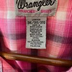 Wrangler  Top 3XL Button-Front Western Shirt Pink Orange Plaid Pearl Snap Women's Photo 5