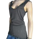 Sisley Vintage Women’s Size L Dark Gray Chiffon Ruffled Long Sweater Tank Top Size L Photo 2