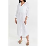 Frank & Eileen Rory Linen Long Sleeve Maxi Shirtdress Button Dress White Small Photo 1
