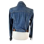 Pilcro Stretch Fitted Vintage Wash Denim Jacket Boho Western Style Small Blue Photo 2
