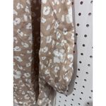 Everly  Tan White Floral Leopard Print V Neck Roll Tab Sleeve Blouse Top Size S Photo 3