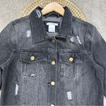 K. Jordan Women’s Cotton Long Destructed Jean Jacket Dress in Black Wash M Size M Photo 3