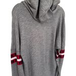 PINK - Victoria's Secret Pink Angels Baseball Sparkle Hooded Sweatshirt Grey Red & White Women's Size XS Photo 5