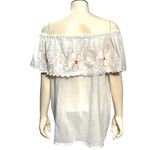 Handmade Off Shoulder White Cotton Blouse Floral Embroidery Back Lace Trim Large Size undefined Photo 2