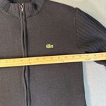 Lacoste VTG Womens S/M Black Cropped Full Zip Mock Neck Knit Cardigan Academia Photo 7