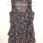 EXPRESS Black Purple Floral Mesh Tiered Ruffle Sleeveless Y2K Tank Blouse Top S Photo 0