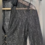 ZARA Ruched Sexy Lace Elegant Black Long Sleeve With Gold Touch Women's blouse Photo 7