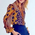 CAbi Harmony Blouse Floral Mix Prints Riot Balloon Sleeves Bohemian Blouse - XS Photo 3