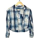 American Eagle Cropped Plaid Flannel Shirt Photo 1