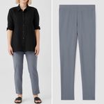 Eileen Fisher Slim Ankle Pull On Pants Washable Stretch Crepe in Steel -Sz S Photo 2