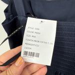 After Six  Square neck Fluid Satin Maxi Dress With Bow Straps In Midnight Navy Photo 7